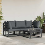 Gartensofa-set 4 pcs Schwarz Metall