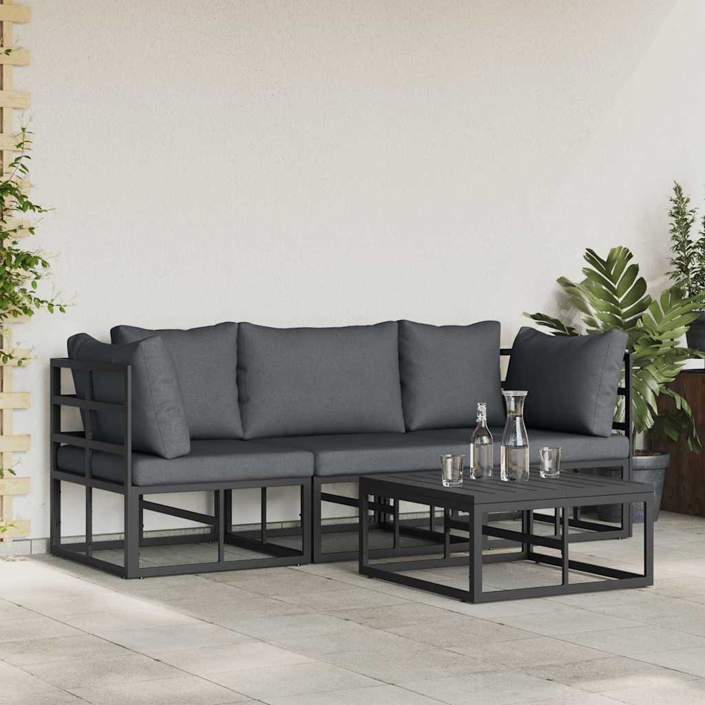 Gartensofa-set 4 pcs Schwarz Metall