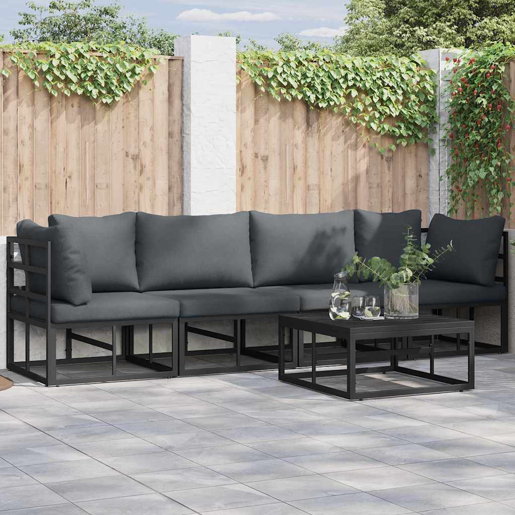 Gartensofa-set 4 pcs Schwarz Metall