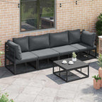 Gartensofa-set 4 pcs Schwarz Metall