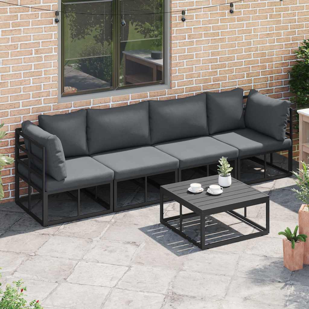 Gartensofa-set 4 pcs Schwarz Metall