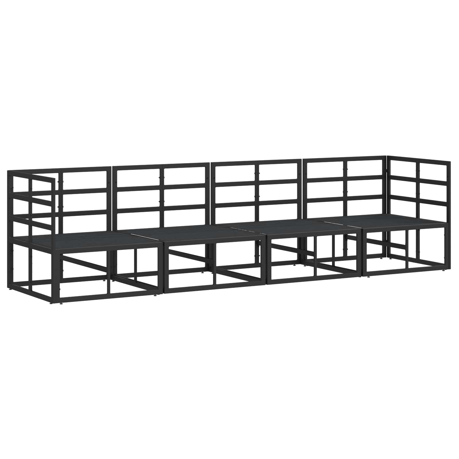 Gartensofa-set 4 pcs Schwarz Metall