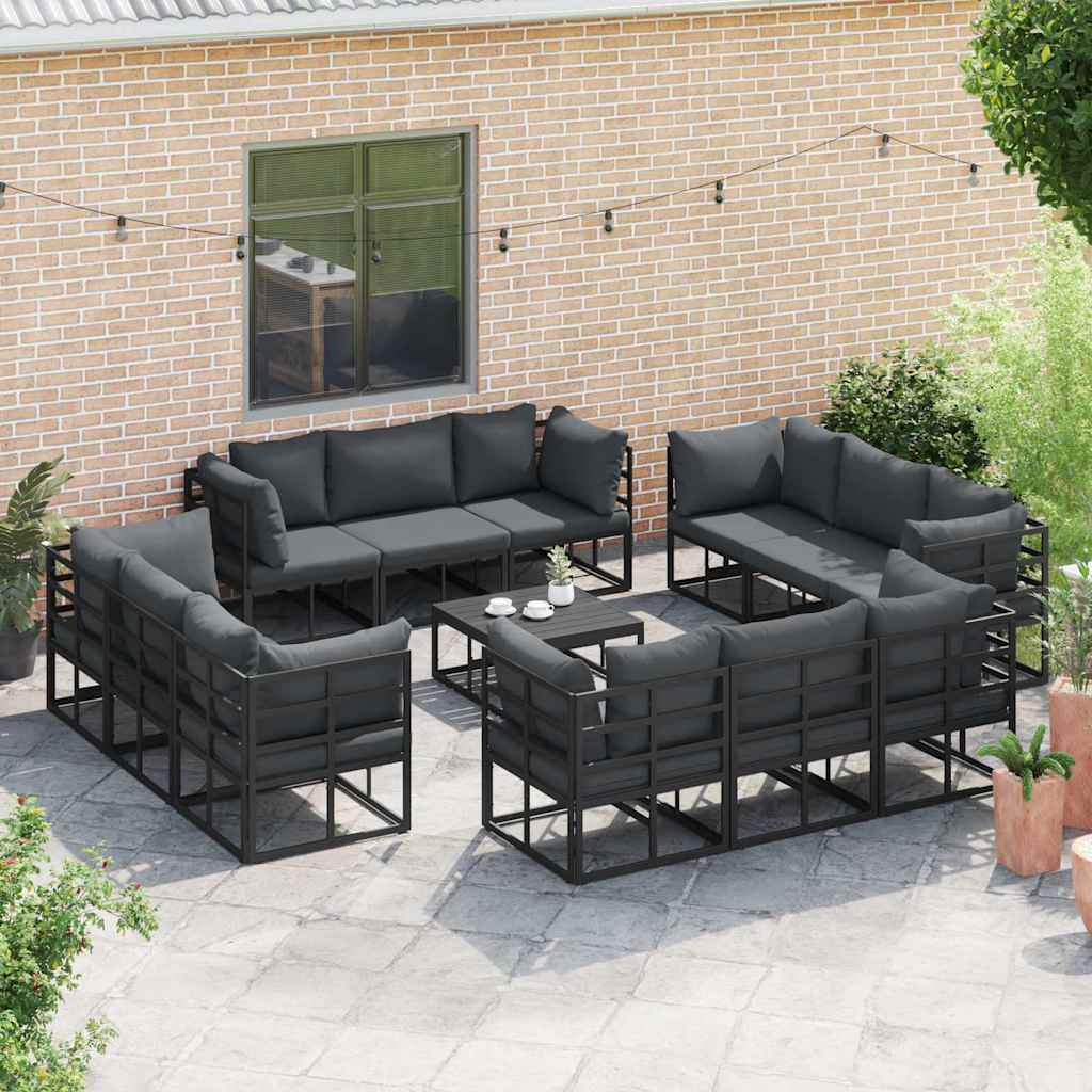 Gartensofa-set 12 pcs Schwarz Metall