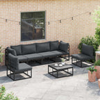 Gartensofa-set mit Kissen 6 pcs Schwarz Aluminium