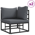 Gartensofa-set mit Kissen 6 pcs Schwarz Aluminium