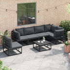 Gartensofa-set mit Kissen 6 pcs Schwarz Aluminium