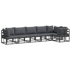Gartensofa-set mit Kissen 6 pcs Schwarz Aluminium