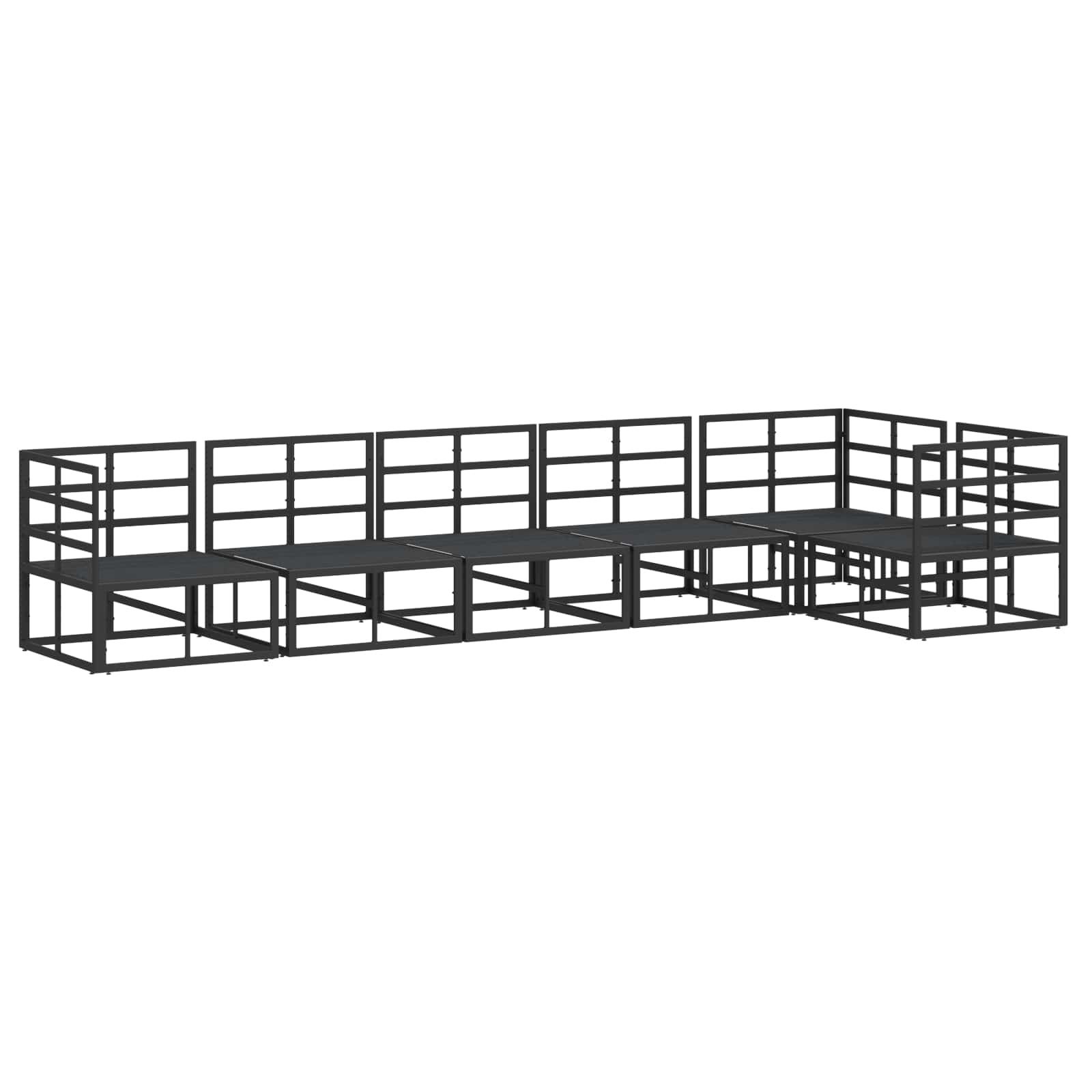 Gartensofa-set mit Kissen 6 pcs Schwarz Aluminium