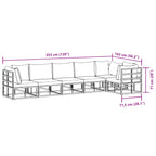 Gartensofa-set mit Kissen 6 pcs Schwarz Aluminium