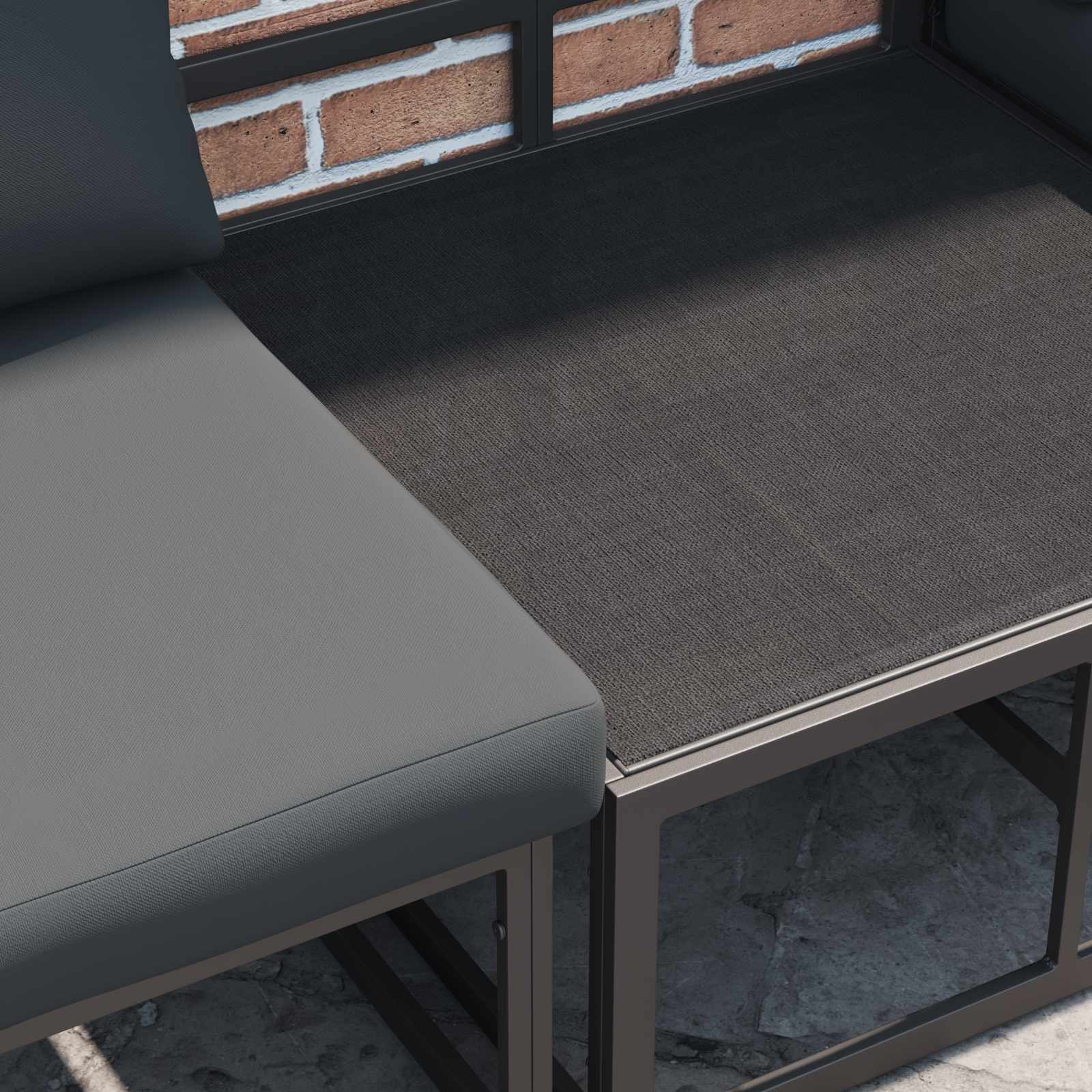Gartensofa-set mit Kissen 7 pcs Schwarz Aluminium