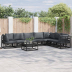 Gartensofa-set mit Kissen 7 pcs Schwarz Aluminium