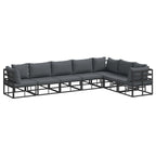 Gartensofa-set mit Kissen 7 pcs Schwarz Aluminium