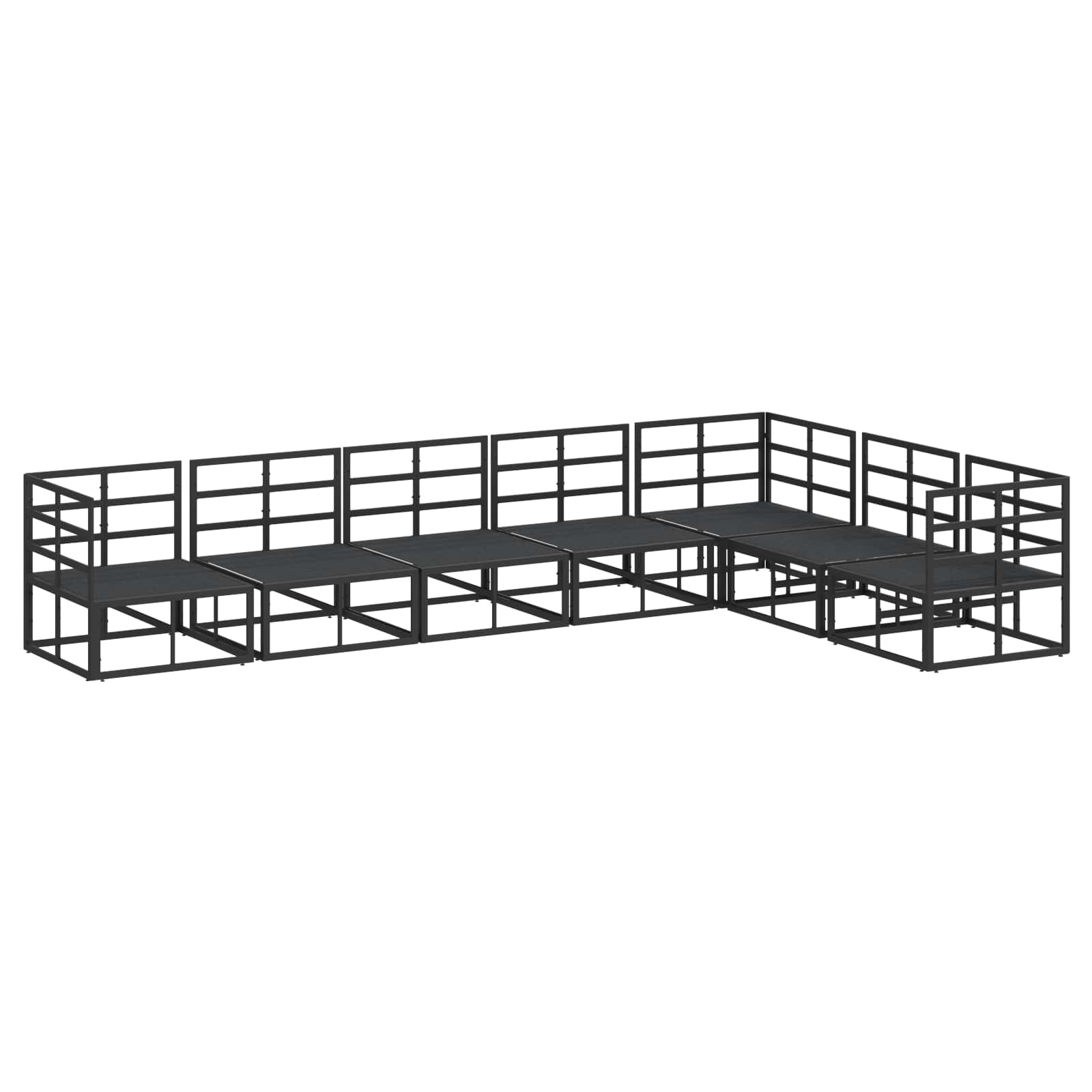Gartensofa-set mit Kissen 7 pcs Schwarz Aluminium