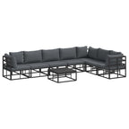 Gartensofa-set mit Kissen 8 pcs Schwarz Aluminium