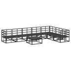 Gartensofa-set mit Kissen 8 pcs Schwarz Aluminium
