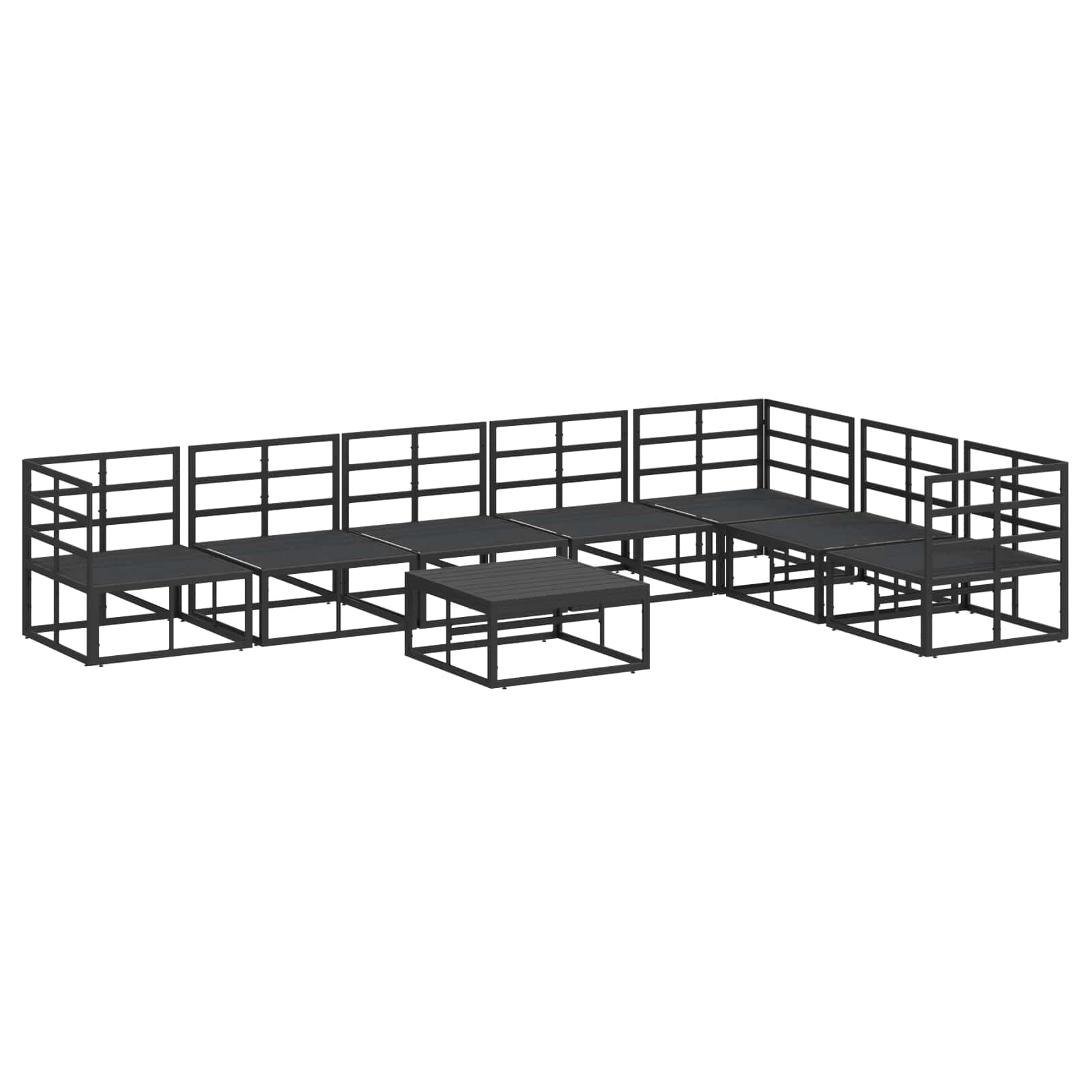 Gartensofa-set mit Kissen 8 pcs Schwarz Aluminium
