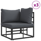 Gartensofa-set mit Kissen 8 pcs Schwarz Aluminium