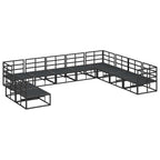 Gartensofa-set mit Kissen 10 pcs Schwarz Aluminium