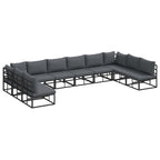 Gartensofa-set mit Kissen 10 pcs Schwarz Aluminium