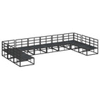 Gartensofa-set mit Kissen 10 pcs Schwarz Aluminium