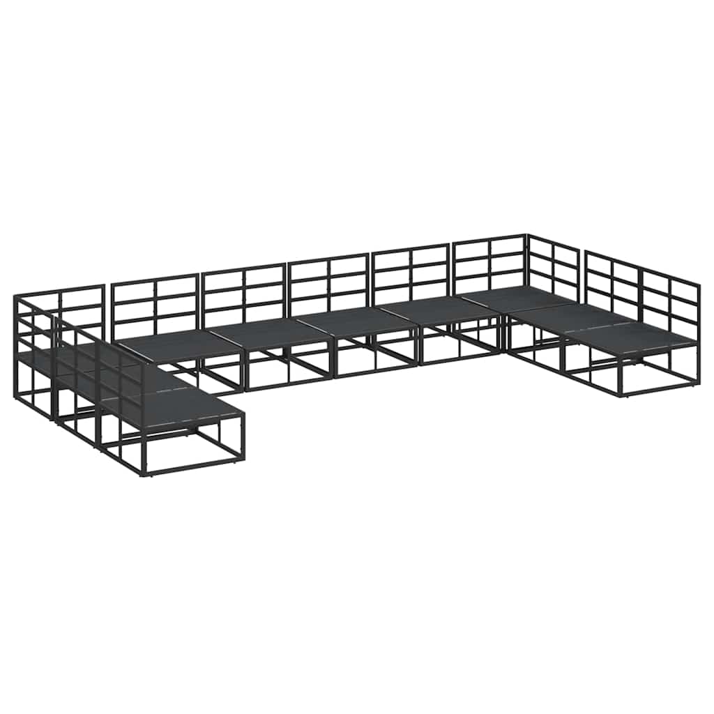 Gartensofa-set mit Kissen 10 pcs Schwarz Aluminium