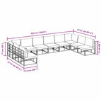 Gartensofa-set mit Kissen 10 pcs Schwarz Aluminium