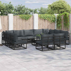 Gartensofa-set mit Kissen 12 pcs Schwarz Aluminium