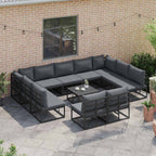 Gartensofa-set mit Kissen 12 pcs Schwarz Aluminium