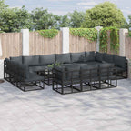 Gartensofa-set mit Kissen 13 pcs Schwarz Aluminium