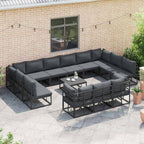 Gartensofa-set mit Kissen 13 pcs Schwarz Aluminium