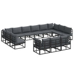 Gartensofa-set mit Kissen 13 pcs Schwarz Aluminium