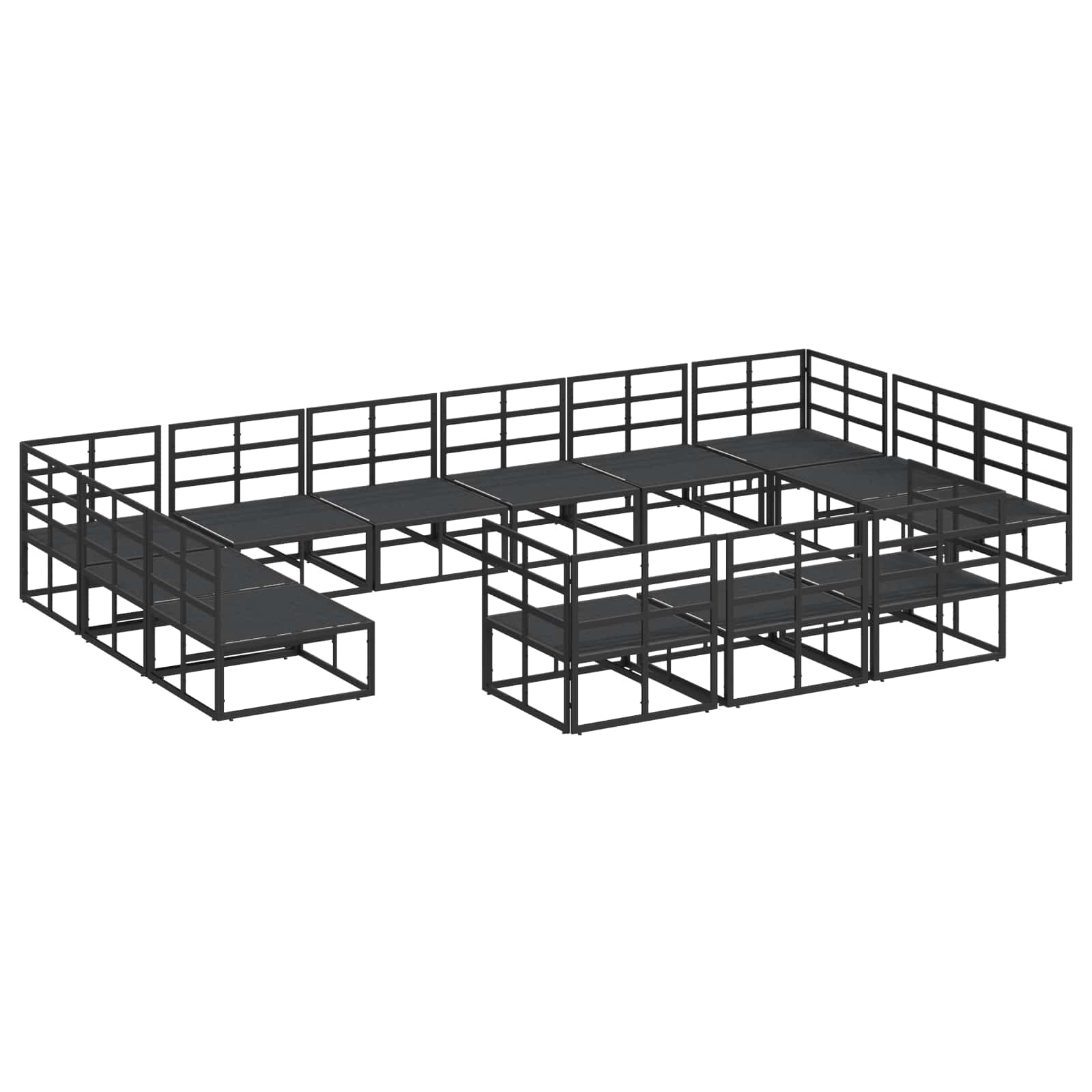 Gartensofa-set mit Kissen 13 pcs Schwarz Aluminium