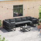 Gartensofa-set mit Kissen 7 pcs Schwarz Aluminium