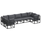 Gartensofa-set mit Kissen 7 pcs Schwarz Aluminium