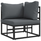 Gartensofa-set mit Kissen 7 pcs Schwarz Aluminium