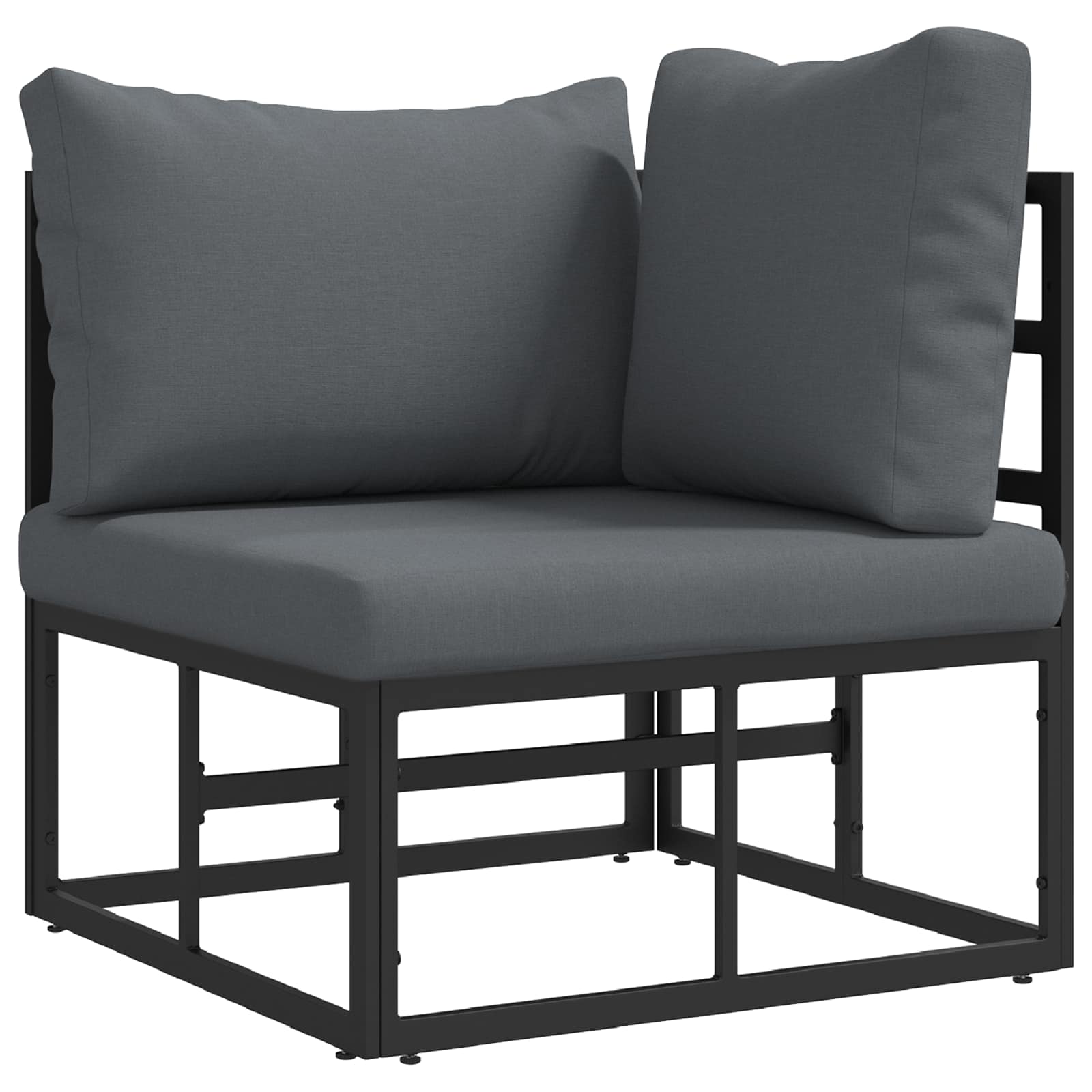 Gartensofa-set mit Kissen 7 pcs Schwarz Aluminium