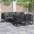 Gartensofa-set mit Kissen 6 pcs Schwarz Stahl