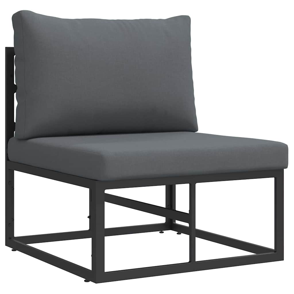Gartensofa-set mit Kissen 6 pcs Schwarz Stahl