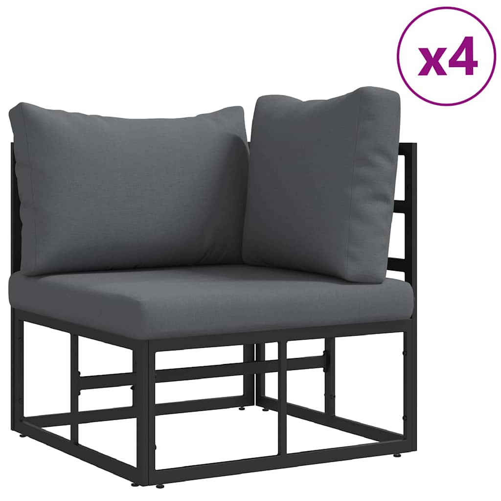 Gartensofa-set mit Kissen 6 pcs Schwarz Stahl