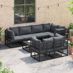 Gartensofa-set mit Kissen 7 pcs Schwarz Stahl