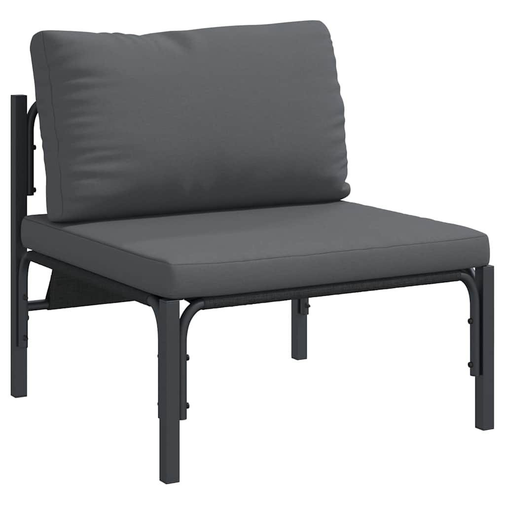 Gartensofa-set mit Kissen 6 pcs Schwarz Stahl