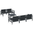 Gartensofa-set mit Kissen 6 pcs Schwarz Stahl