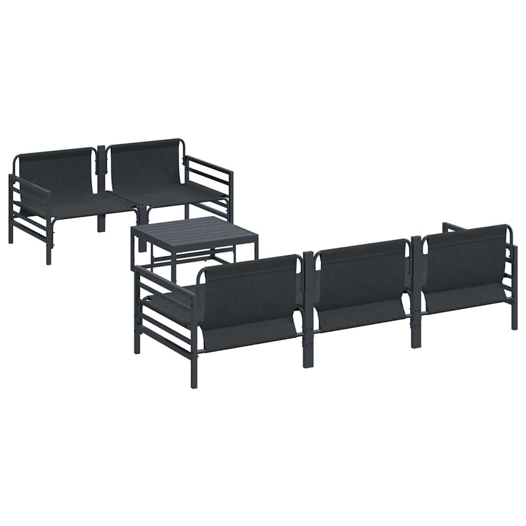 Gartensofa-set mit Kissen 6 pcs Schwarz Stahl