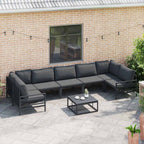Gartensofa-set mit Kissen 7 pcs Schwarz Stahl
