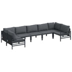 Gartensofa-set mit Kissen 7 pcs Schwarz Stahl