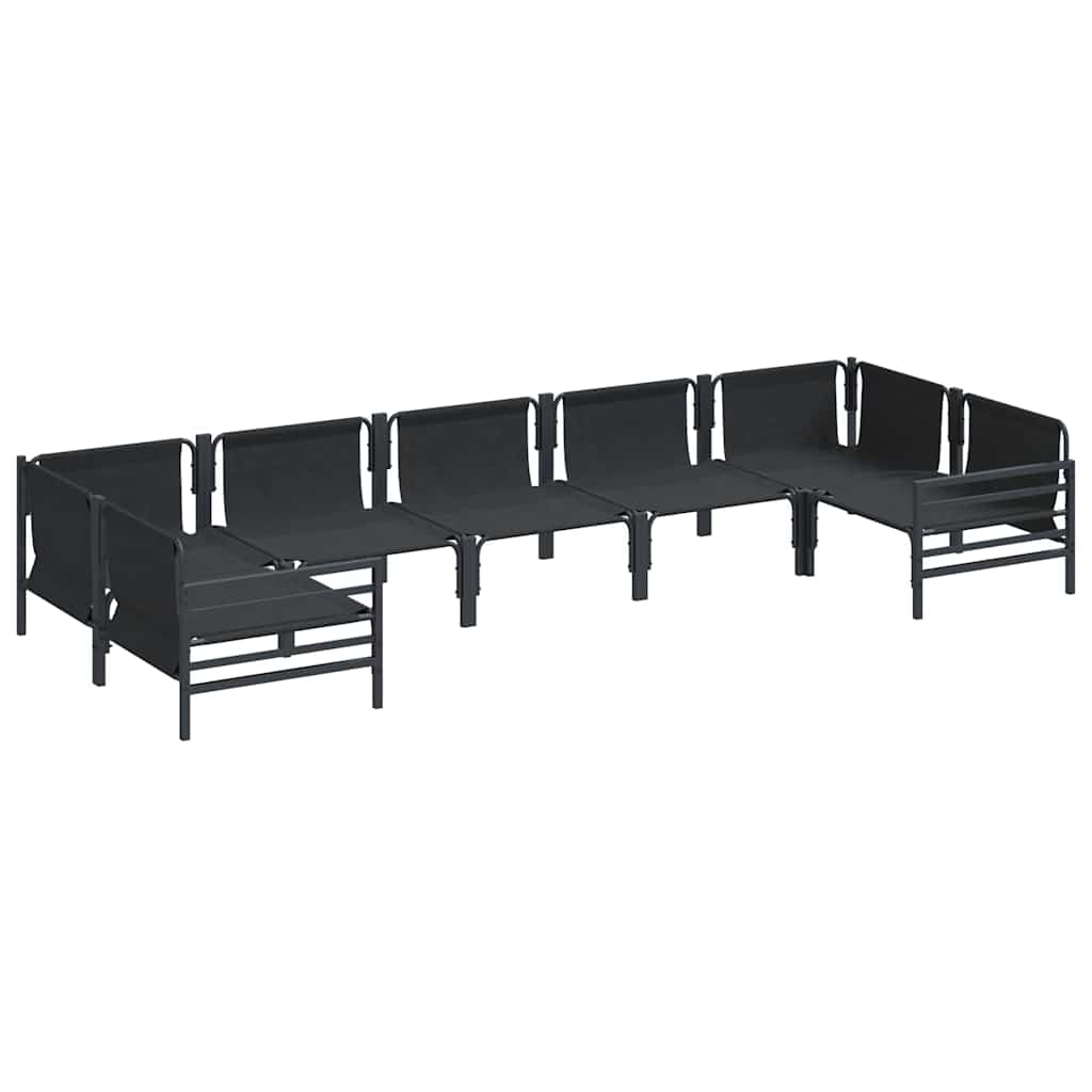 Gartensofa-set mit Kissen 7 pcs Schwarz Stahl