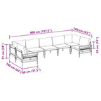 Gartensofa-set mit Kissen 7 pcs Schwarz Stahl