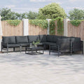 Gartensofa-set mit Kissen 8 pcs Schwarz Stahl