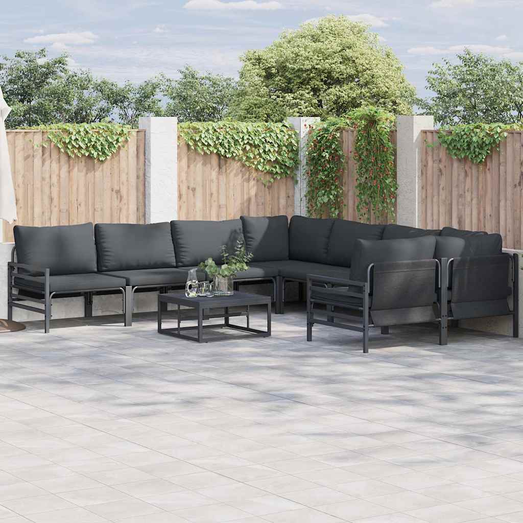 Gartensofa-set mit Kissen 8 pcs Schwarz Stahl