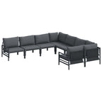 Gartensofa-set mit Kissen 8 pcs Schwarz Stahl